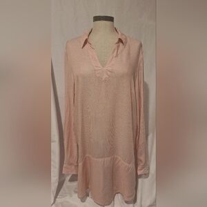 Cupio Blush Pink and White Striped Tunic Top